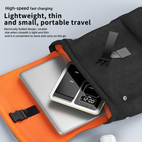 Five-in-One Foldable Wireless Charging Station - Adjustable Charging Stand, Multi-Device Compatible Charging Station and Clock-Apple Series Exclusive