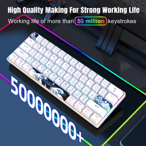 60% Mechanical Gaming Keyboard,61 Keys with Linear Blue Switches,Wired Mechanical Keyboard with LED Backlit,Compact Ergonomic Keyboard