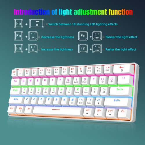 60% Mechanical Gaming Keyboard, Blue Switch, Wired Gaming Colorful Backlit Gaming Keyboard, Pudding Keycaps Compact