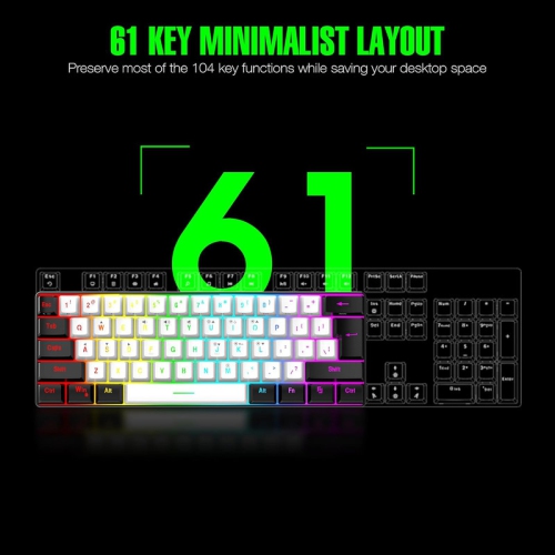 60% wired game keyboard, RGB backlit ultra-small keyboard, waterproof portable, computer/MAC game keyboard