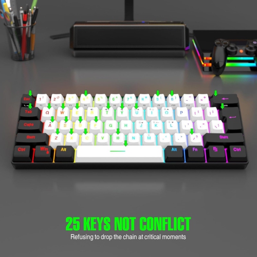 60% wired game keyboard, RGB backlit ultra-small keyboard, waterproof portable, computer/MAC game keyboard