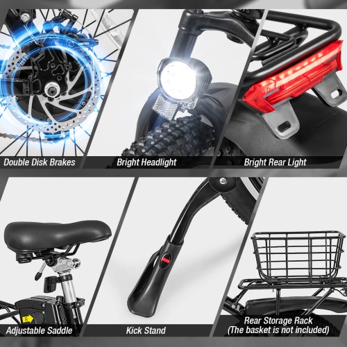 Goplus Electric Bicycle Folding Ebike w/20 Fat Tires, 750W Brushless Motor, 54V 13Ah Battery, Max. 48KM/H, 7-Speed, Commute Beach Snow