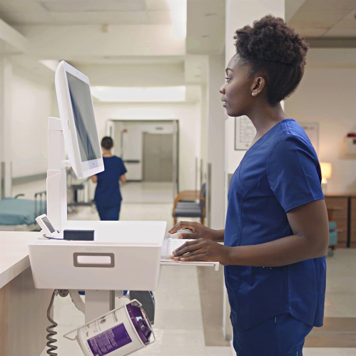 Chariot médical mince et léger 2,0 LCD CareFit d'Ergotron - Blanc - Gris chaud