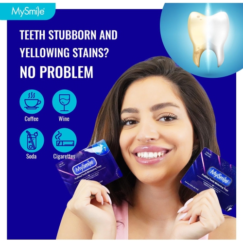MySmile Prefilled Teeth Whitening Trays Kit, 12% Hydrogen Peroxide, Non-Liquid Gel Technology Tooth Whitening Trays, Whiten Teeth Faster, 7X