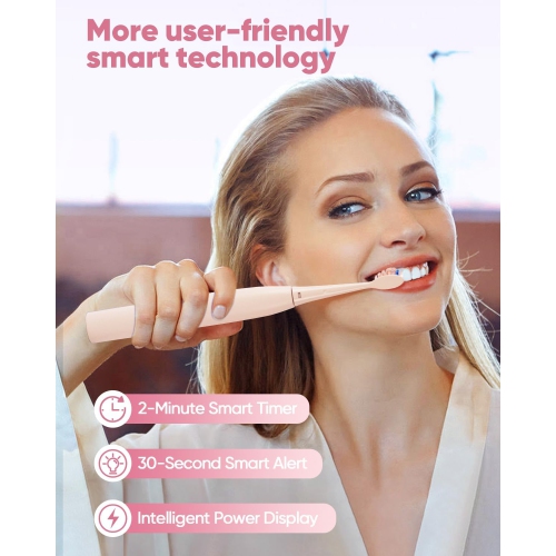 MySmile DY156 Sonic Electric Toothbrush for Adults, Rechargeable Battery Toothbrush Portable with 3 Brush Heads, 2 Mins 5 Modes Smart Timer,