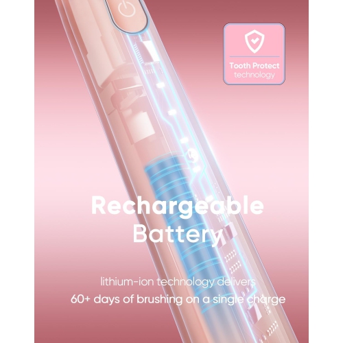 MySmile DY156 Sonic Electric Toothbrush for Adults, Rechargeable Battery Toothbrush Portable with 3 Brush Heads, 2 Mins 5 Modes Smart Timer,