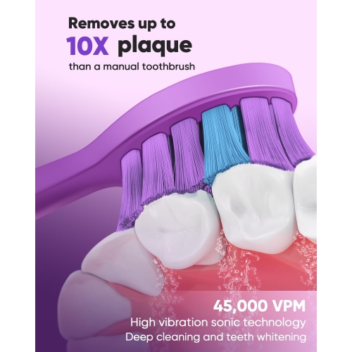 MySmile DY156 Sonic Electric Toothbrush for Adults, Rechargeable Battery Toothbrush Portable with 3 Brush Heads, 2 Mins 5 Modes Smart Timer,