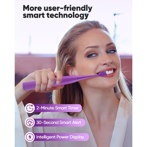 MySmile DY156 Sonic Electric Toothbrush for Adults, Rechargeable Battery Toothbrush Portable with 3 Brush Heads, 2 Mins 5 Modes Smart Timer,