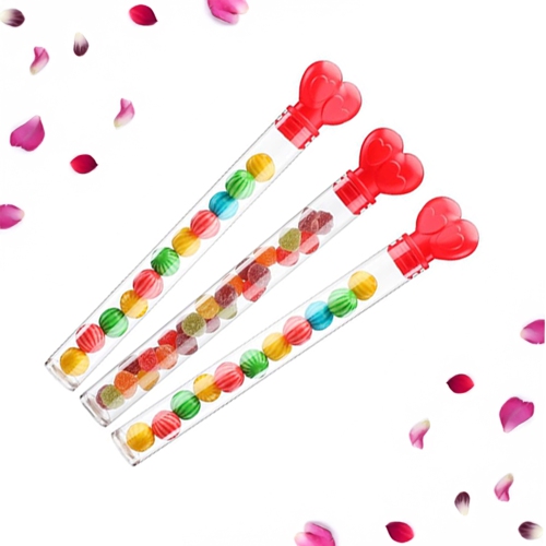 Heart-Shape Valentine's Day Candy Tubes - Red - Set of 24