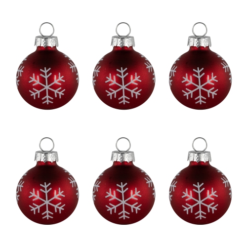 Christmas Glass Ball Ornament with Snowflake Place Card Holders - 2" - Red - Set of 6