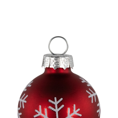 Christmas Glass Ball Ornament with Snowflake Place Card Holders - 2" - Red - Set of 6