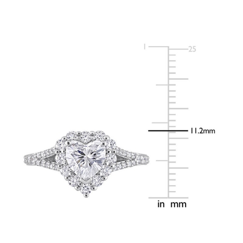 1.57 Carat Synthetic Moissanite Heart Engagement Ring in Sterling Silver