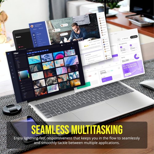 HP 15.6" HD Laptop, Intel Pentium N200, 16GB DDR4 RAM, 288GB Storage, Intel UHD Graphics, Full Size Keyboard,1 Year Office 365, Win 11, Silver