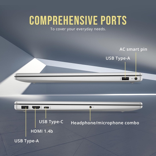 HP 15.6" HD Laptop, Intel Pentium N200, 16GB DDR4 RAM, 288GB Storage, Intel UHD Graphics, Full Size Keyboard,1 Year Office 365, Win 11, Silver