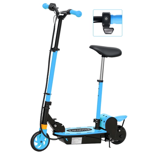 Image 1 of 9.. Soozier Foldable Electric Scooter with Seat, E Scooter for Kids Ages 6-14, with 2 Adjustable Heights and Front Suspension, Max 6km Range & 12km/h,