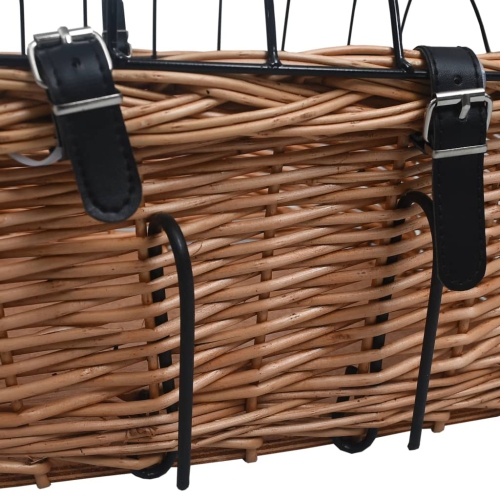 vidaXL Bike Front Basket with Cover 50x45x35 cm Natural Willow