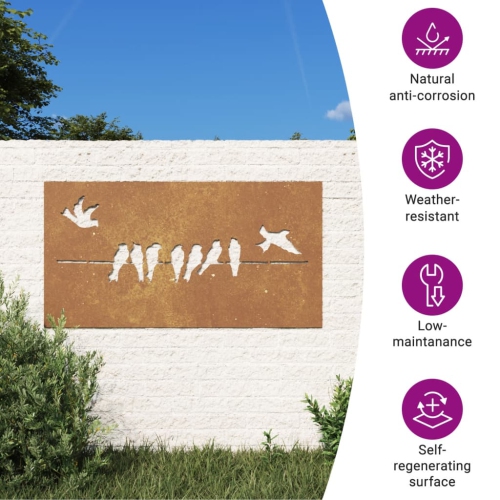 vidaXL Garden Wall Decoration 105x55 cm Corten Steel Bird Design