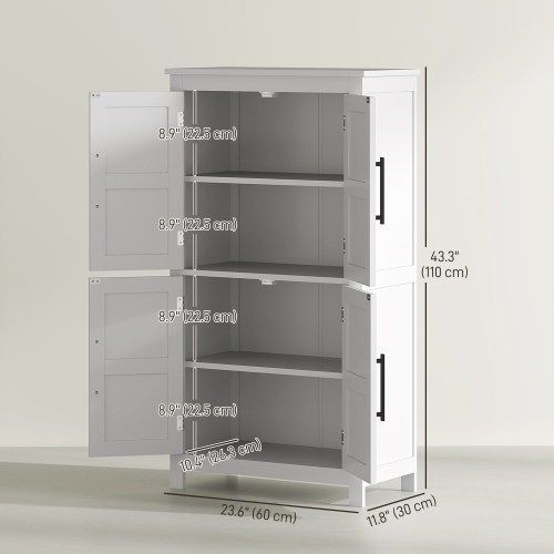 HOMCOM Farmhouse Bathroom Cabinet with Barn Doors, Bathroom Floor Storage Cabinet with Adjustable Shelf, Freestanding Storage Unit, White