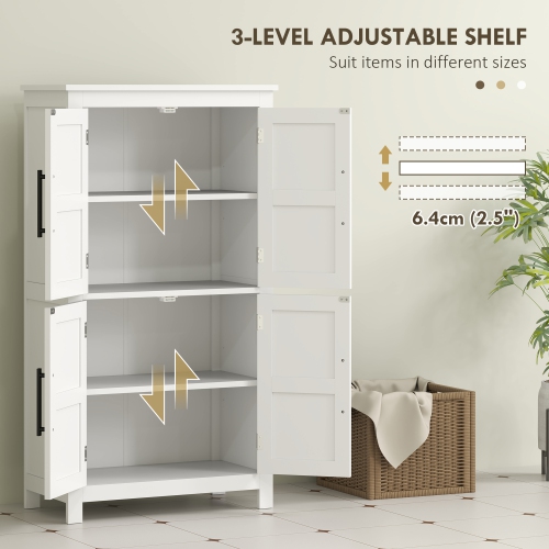 HOMCOM Farmhouse Bathroom Cabinet with Barn Doors, Bathroom Floor Storage Cabinet with Adjustable Shelf, Freestanding Storage Unit, White