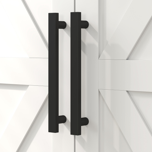 HOMCOM Farmhouse Bathroom Cabinet with Barn Doors, Bathroom Floor Storage Cabinet with Adjustable Shelf, Freestanding Storage Unit, White