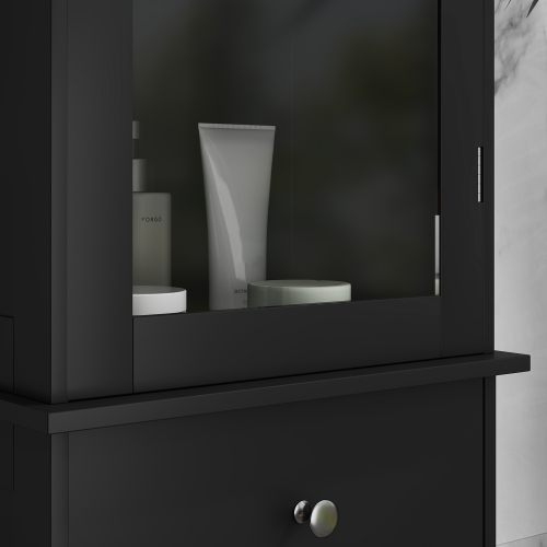 kleankin 68" Tall Bathroom Cabinet, Slim Freestanding Bathroom Storage Cabinet with Acrylic Door, Drawer and Adjustable Shelves for Small Spaces,