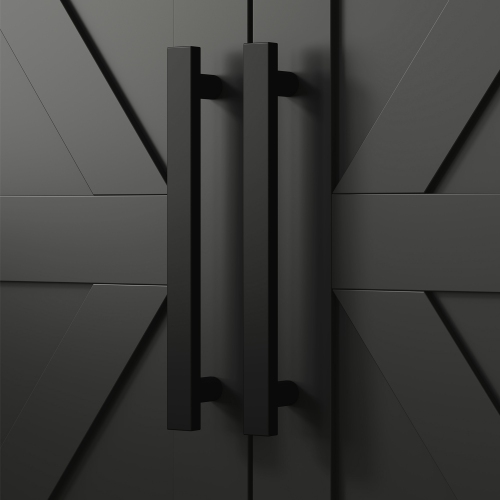 HOMCOM Farmhouse Bathroom Cabinet with Barn Doors, Bathroom Floor Storage Cabinet with Adjustable Shelf, Freestanding Storage Unit, Black