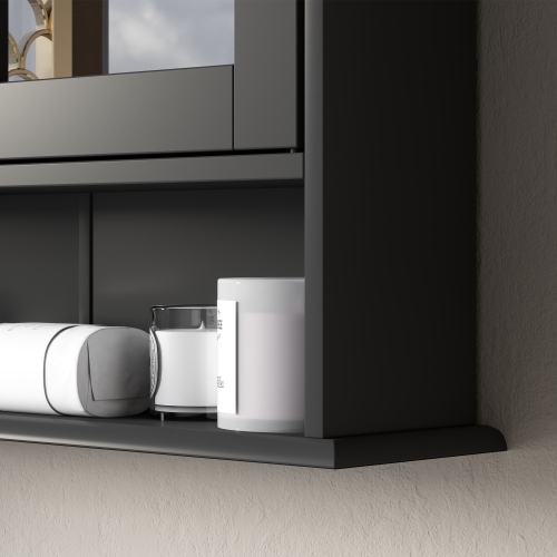 Armoire à pharmacie kleankin, miroir mural pour salle de bain avec portes doubles, tablette ouverte et tablette réglable, armoire murale moderne pour