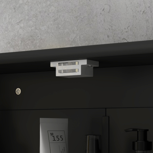 Armoire à pharmacie kleankin, miroir mural pour salle de bain avec portes doubles, tablette ouverte et tablette réglable, armoire murale moderne pour