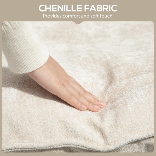 HOMCOM Modern Accent Chair, Upholstered Chenille Armchair with Side Pockets and Solid Steel Frame, Comfy Reading Chair for Bedroom, Living Room, Beige