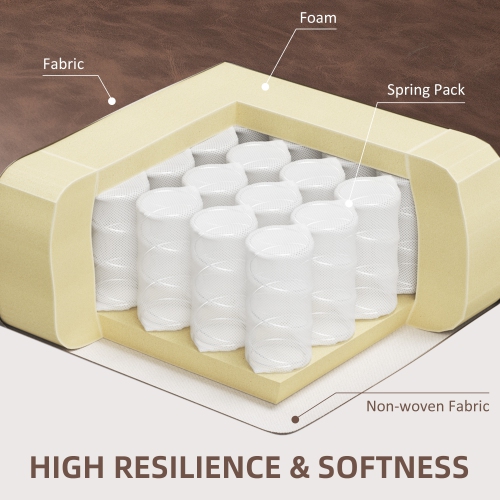 HOMCOM – Chaise d'appoint en similicuir, fauteuil à dossier en confessionnal rembourré, fauteuil de salon moderne capitonné à boutons avec