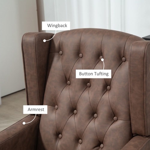 HOMCOM – Chaise d'appoint en similicuir, fauteuil à dossier en confessionnal rembourré, fauteuil de salon moderne capitonné à boutons avec