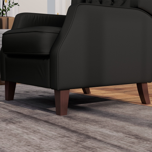 HOMCOM – Chaise d'appoint en similicuir, fauteuil à dossier en confessionnal rembourré, fauteuil de salon moderne capitonné à boutons avec