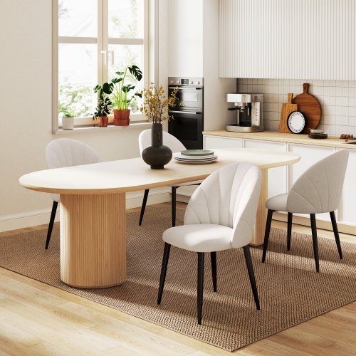 HOMCOM Dining Chairs Set of 4, Modern Upholstered Kitchen Chairs with Metal Legs, Shell Backrest and Padded Seat, Side Chairs for Dining Room,