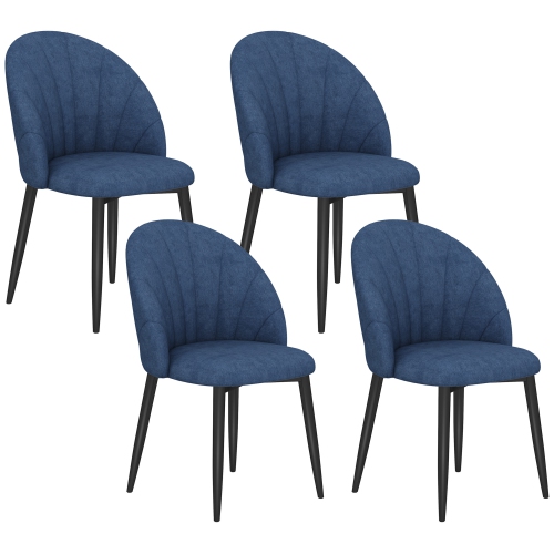 HOMCOM Dining Chairs Set of 4, Modern Upholstered Kitchen Chairs with Metal Legs, Shell Backrest and Padded Seat, Side Chairs for Dining Room,