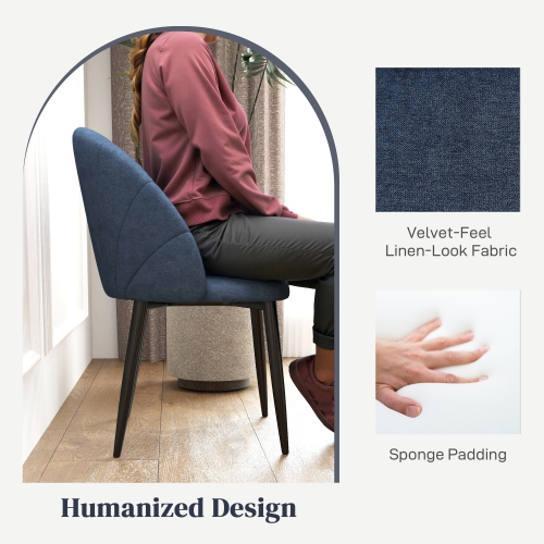 HOMCOM Dining Chairs Set of 4, Modern Upholstered Kitchen Chairs with Metal Legs, Shell Backrest and Padded Seat, Side Chairs for Dining Room,