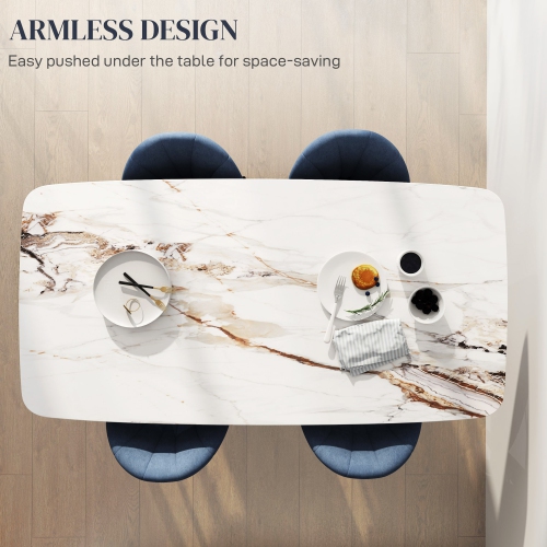 HOMCOM Dining Chairs Set of 4, Modern Upholstered Kitchen Chairs with Metal Legs, Shell Backrest and Padded Seat, Side Chairs for Dining Room,