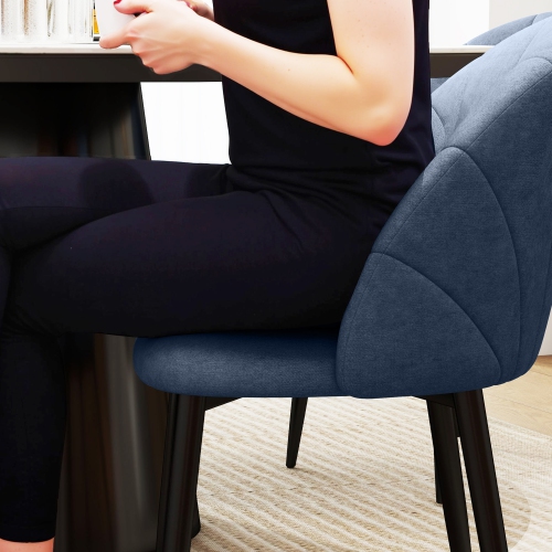 HOMCOM Dining Chairs Set of 4, Modern Upholstered Kitchen Chairs with Metal Legs, Shell Backrest and Padded Seat, Side Chairs for Dining Room,