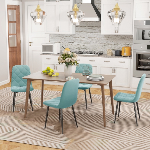 HOMCOM Dining Chairs Set of 4, Upholstered Kitchen Chair with Metal Legs, Modern Dining Room Chairs for Kitchen, Green