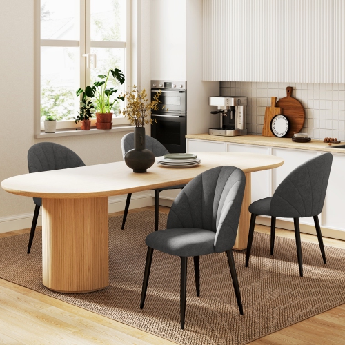 HOMCOM Dining Chairs Set of 4, Modern Upholstered Kitchen Chairs with Metal Legs, Shell Backrest and Padded Seat, Side Chairs for Dining Room,