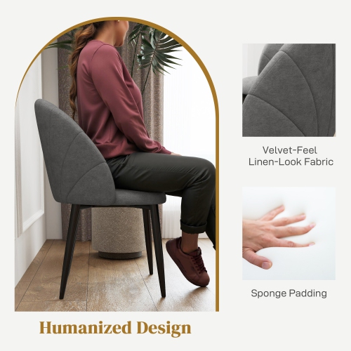 HOMCOM Dining Chairs Set of 4, Modern Upholstered Kitchen Chairs with Metal Legs, Shell Backrest and Padded Seat, Side Chairs for Dining Room,
