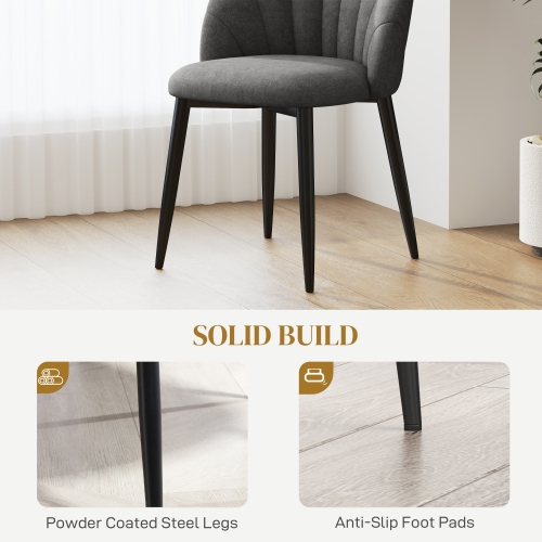 HOMCOM Dining Chairs Set of 4, Modern Upholstered Kitchen Chairs with Metal Legs, Shell Backrest and Padded Seat, Side Chairs for Dining Room,