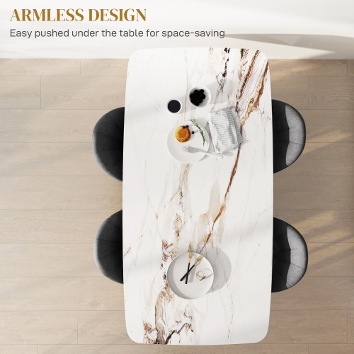 HOMCOM Dining Chairs Set of 4, Modern Upholstered Kitchen Chairs with Metal Legs, Shell Backrest and Padded Seat, Side Chairs for Dining Room,