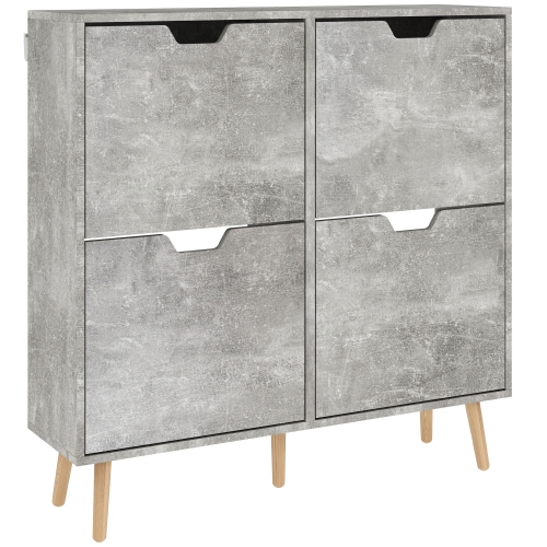 Armoire à Chaussures HOMCOM - 6 étagères Réglables, Portes Brillantes Soft-close, Pour 18 Paires, Blanc 70x35x95 Cm