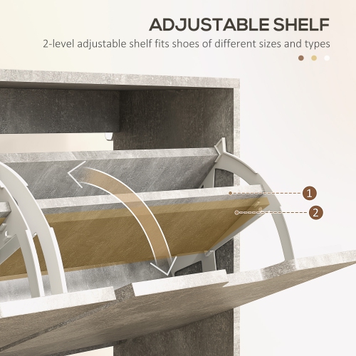 HOMCOM – Armoire à chaussures avec 4 tiroirs rabattables et tablette réglable, armoire de rangement pour chaussures pour entrée, couloir, peut