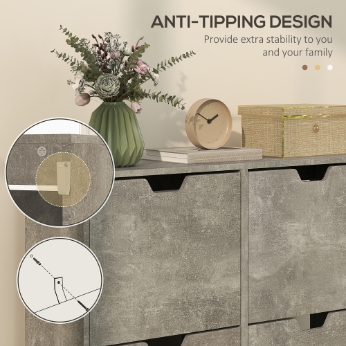 HOMCOM – Armoire à chaussures avec 4 tiroirs rabattables et tablette réglable, armoire de rangement pour chaussures pour entrée, couloir, peut