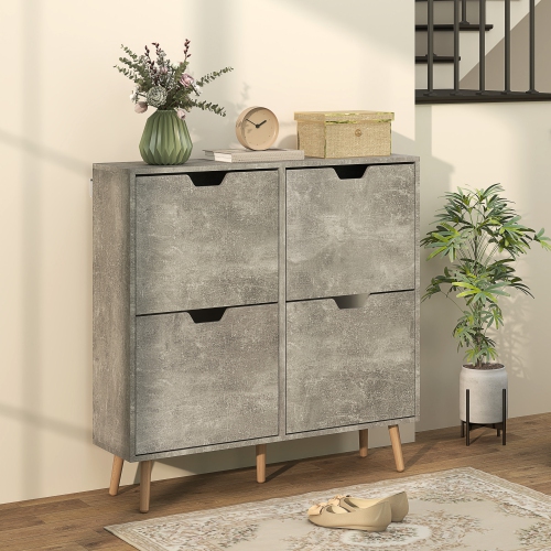 HOMCOM – Armoire à chaussures avec 4 tiroirs rabattables et tablette réglable, armoire de rangement pour chaussures pour entrée, couloir, peut