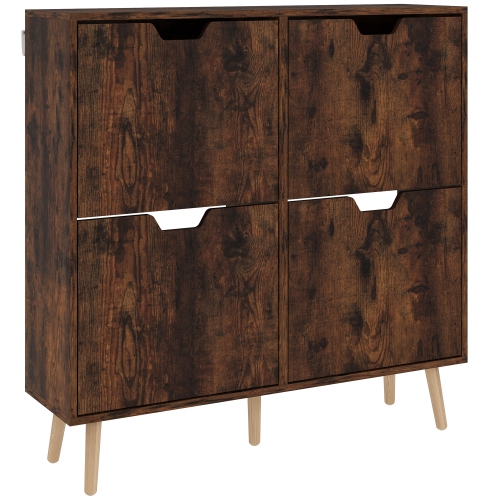 HOMCOM – Armoire à chaussures avec 4 tiroirs rabattables et tablette réglable, armoire de rangement pour chaussures pour entrée, couloir, peut