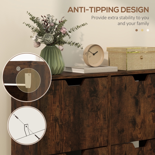 HOMCOM – Armoire à chaussures avec 4 tiroirs rabattables et tablette réglable, armoire de rangement pour chaussures pour entrée, couloir, peut