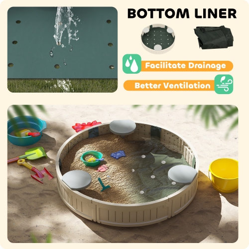 Outsunny Kids Sandbox with Cover, Sandbox Outdoor with Corner Seat, Easy Assembly, Play Sand Station for Backyard, Garden, 48.4" x 48.4" x 8.9",