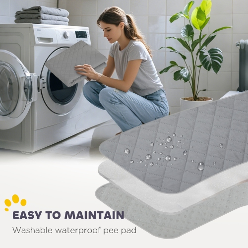 PawHut Whelping Box for Dogs and Puppies, 23.5"H, 4 Panels Puppy Playpen with Windproof Oxford Fabric Cloth, Washable Pee Pad, Pet Playpen with Door,